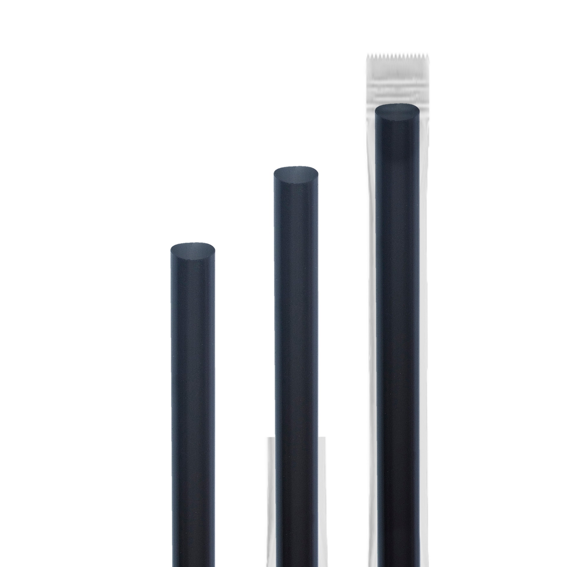 Трубочки пластиковые 240*8 мм в индивидуальной упаковке черные