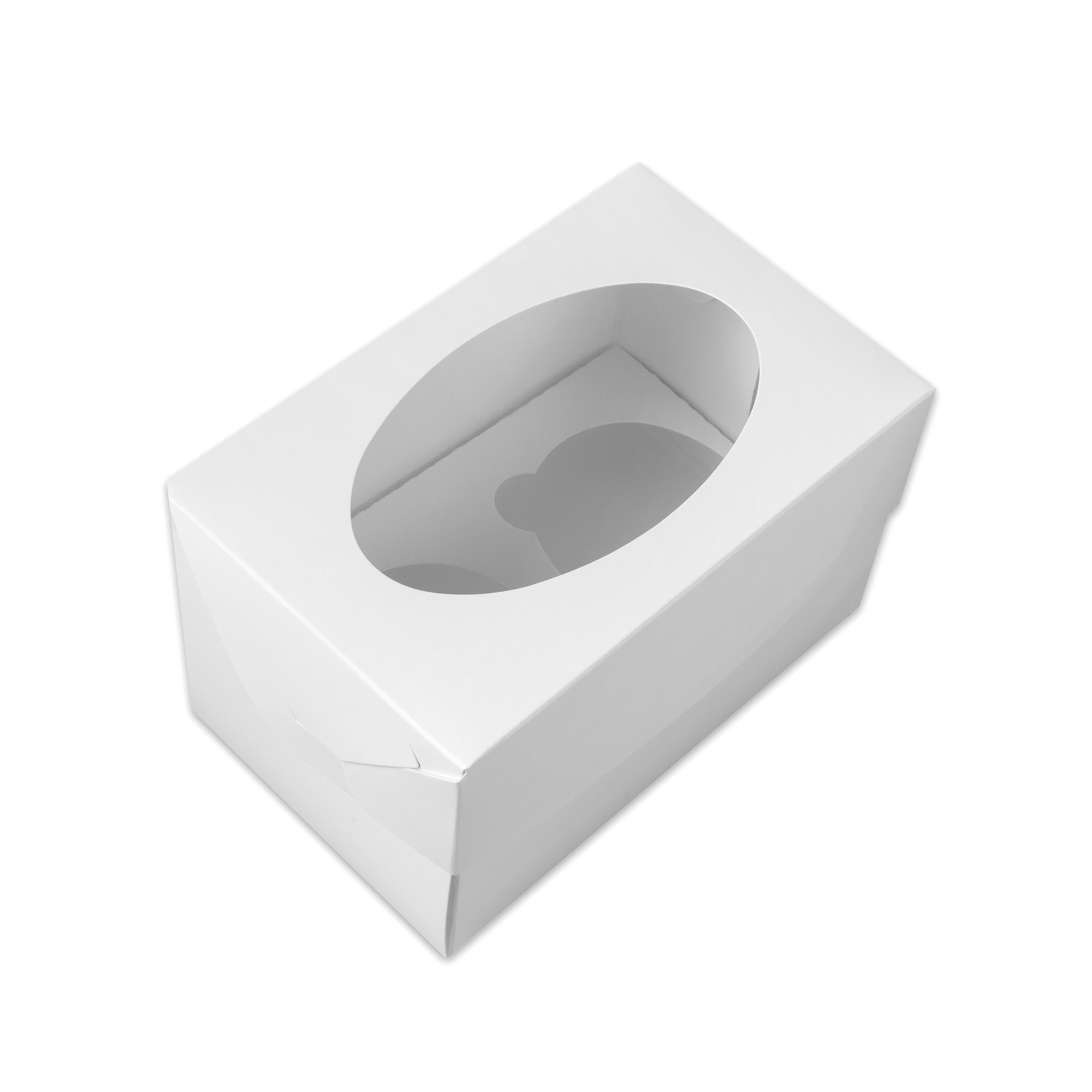Коробка бумажная для капкейков 2 секции 160*100*100 мм белая с окном