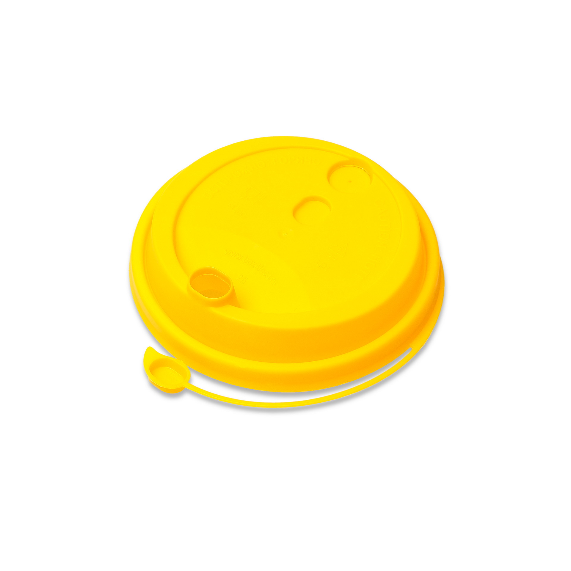 Крышка пластиковая со съемным питейником диаметр 90 мм желтая