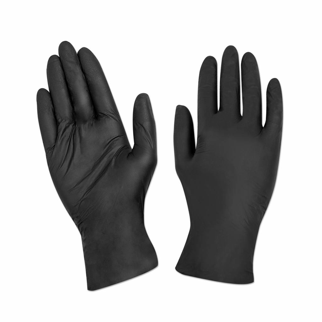 Перчатки нитриловые текстурированные на пальцах M черные