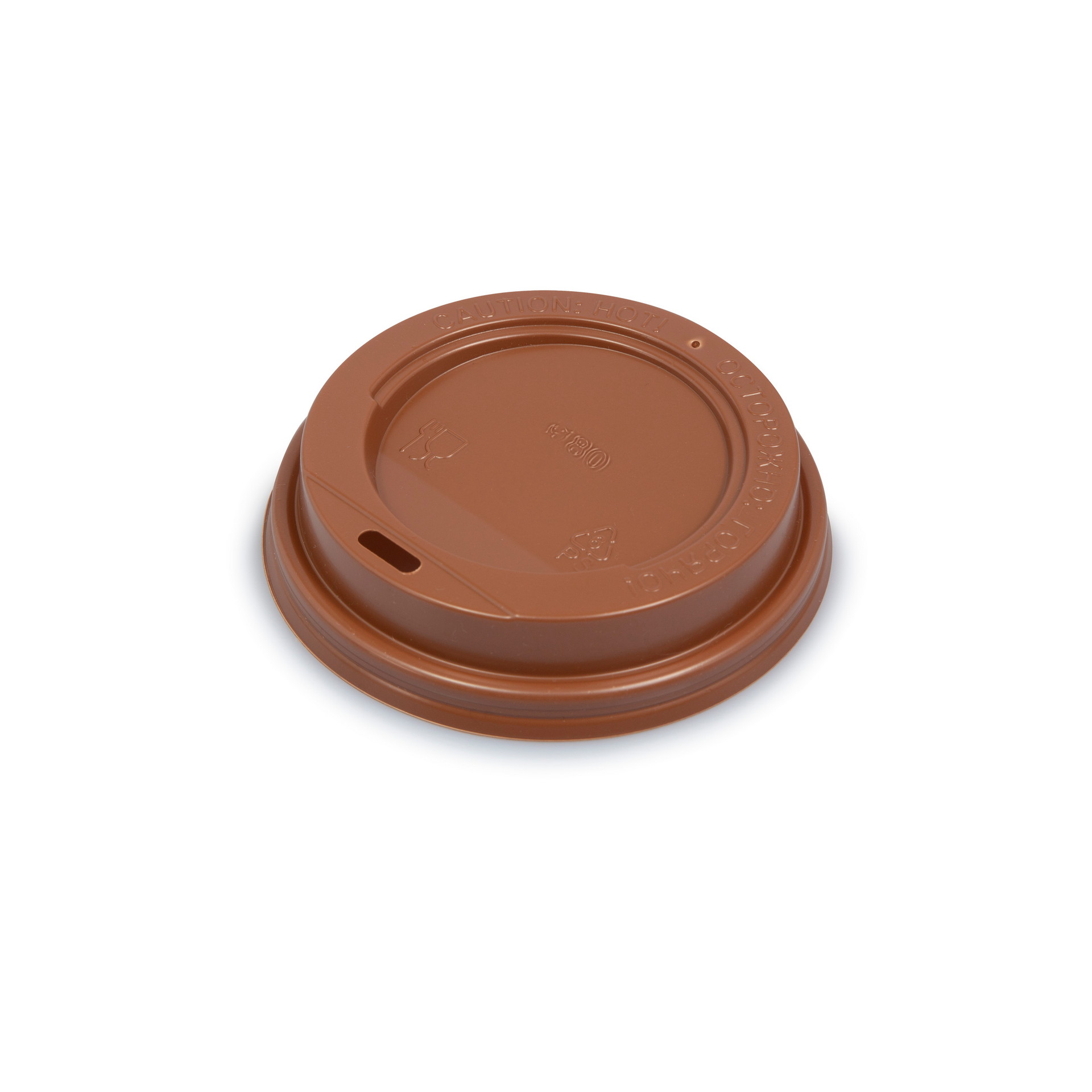 Крышка пластиковая с открытым питейником диаметр 80 мм коричневая