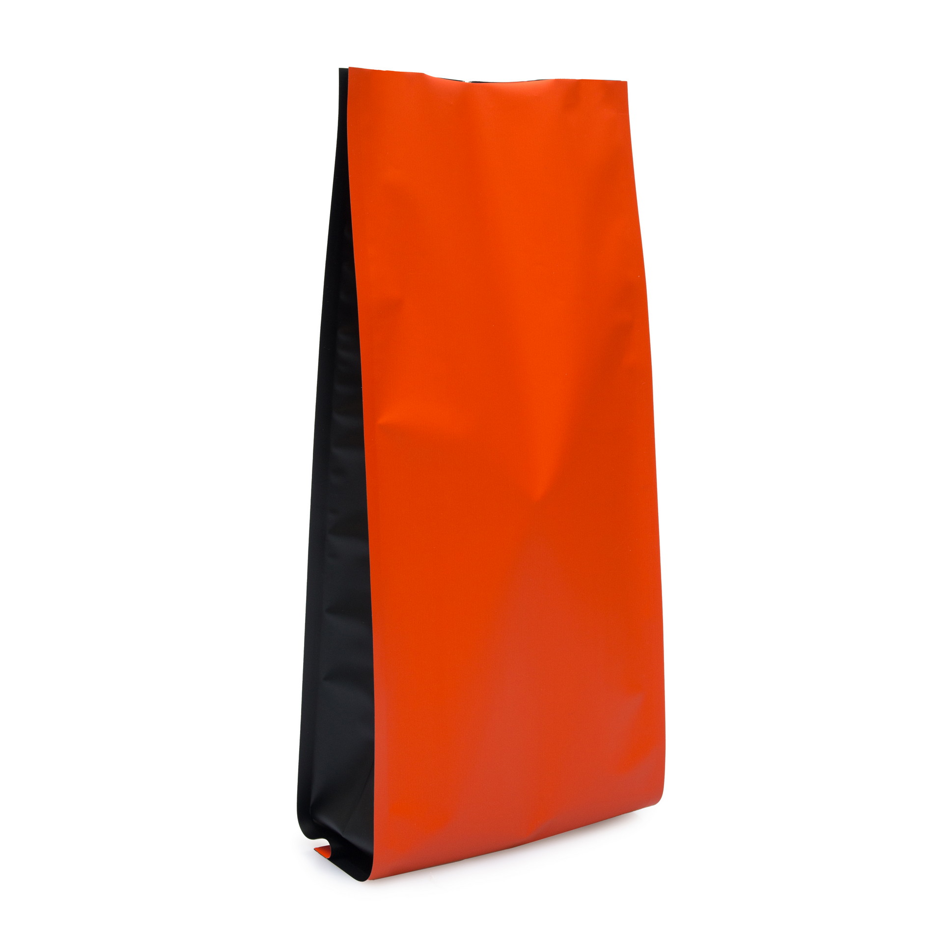 Пакет пятишовный 150*80*380 мм оранжевый матовый с черными боковыми фальцами