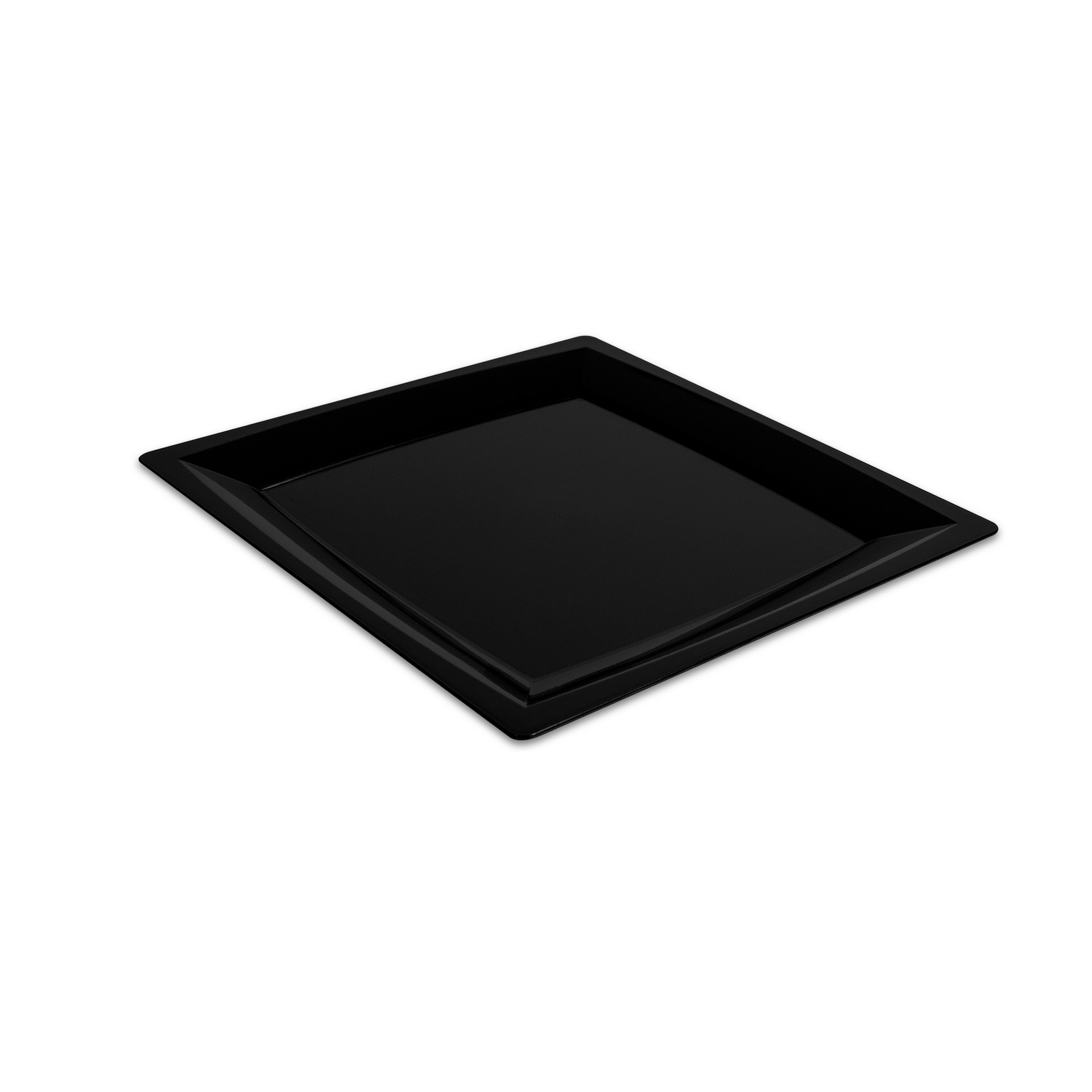 Тарелка пластиковая плоская квадратная 210 мм черная