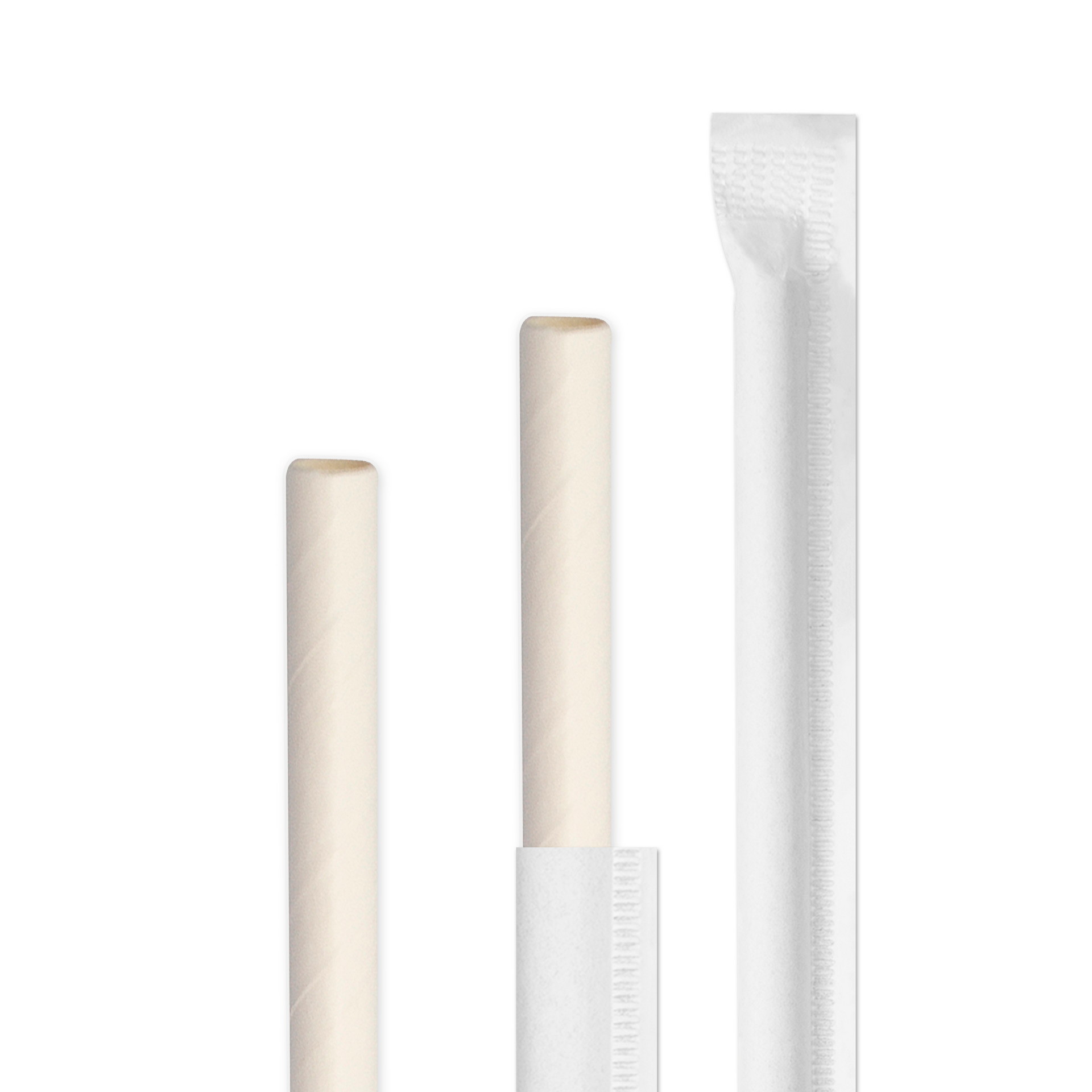 Трубочка бумажная 195*6 мм в индивидуальной белой упаковке "Белая"