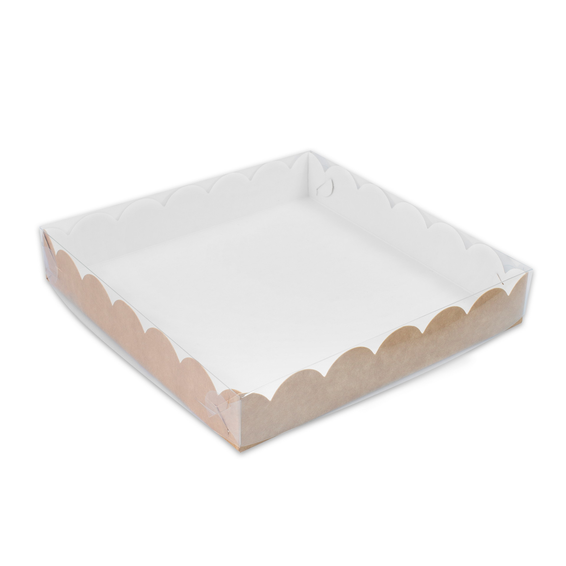 Коробка бумажная для кондитерских изделий 200*200*35 мм крафт
