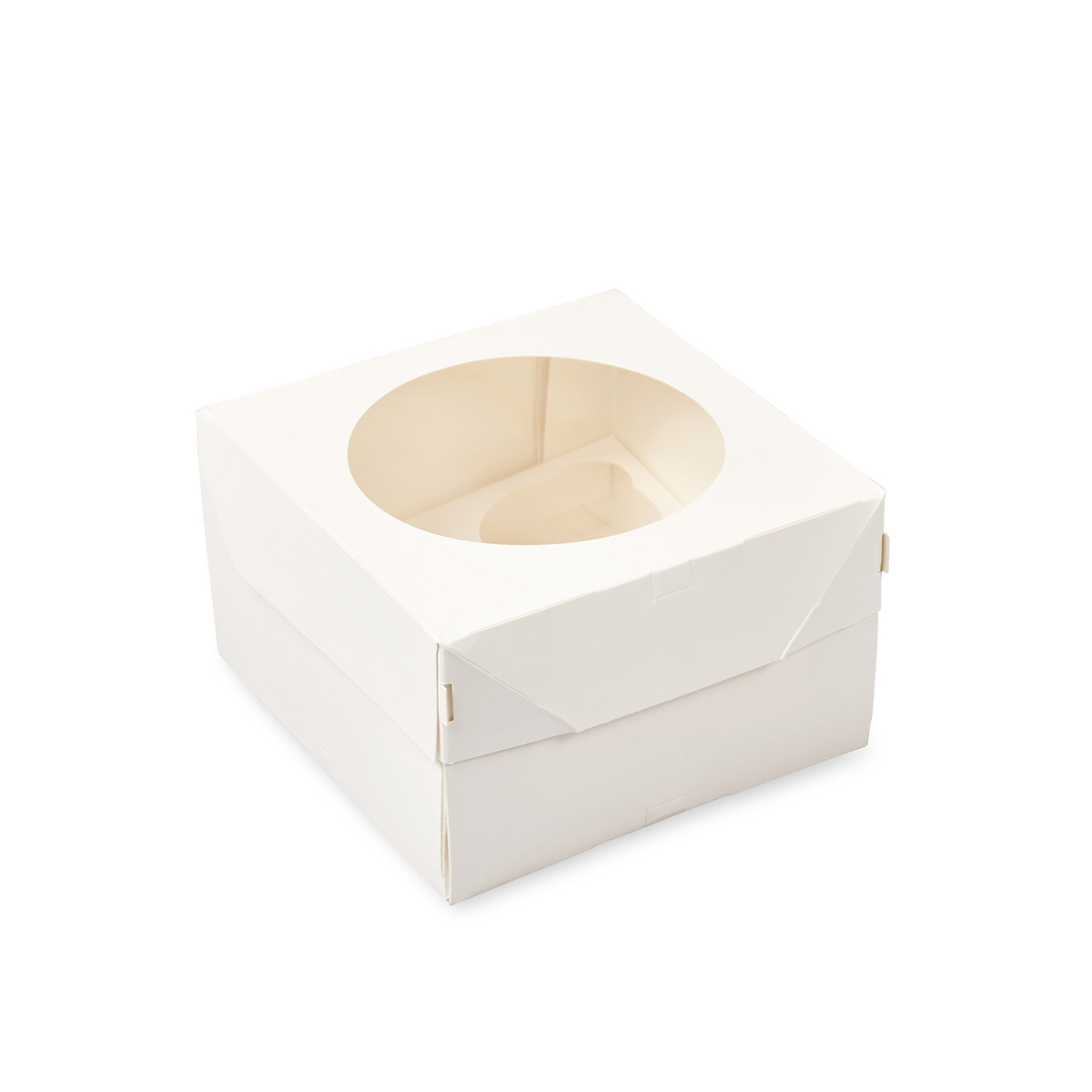 Коробка бумажная для капкейков 4 секции 160*160*100 мм белая с окном