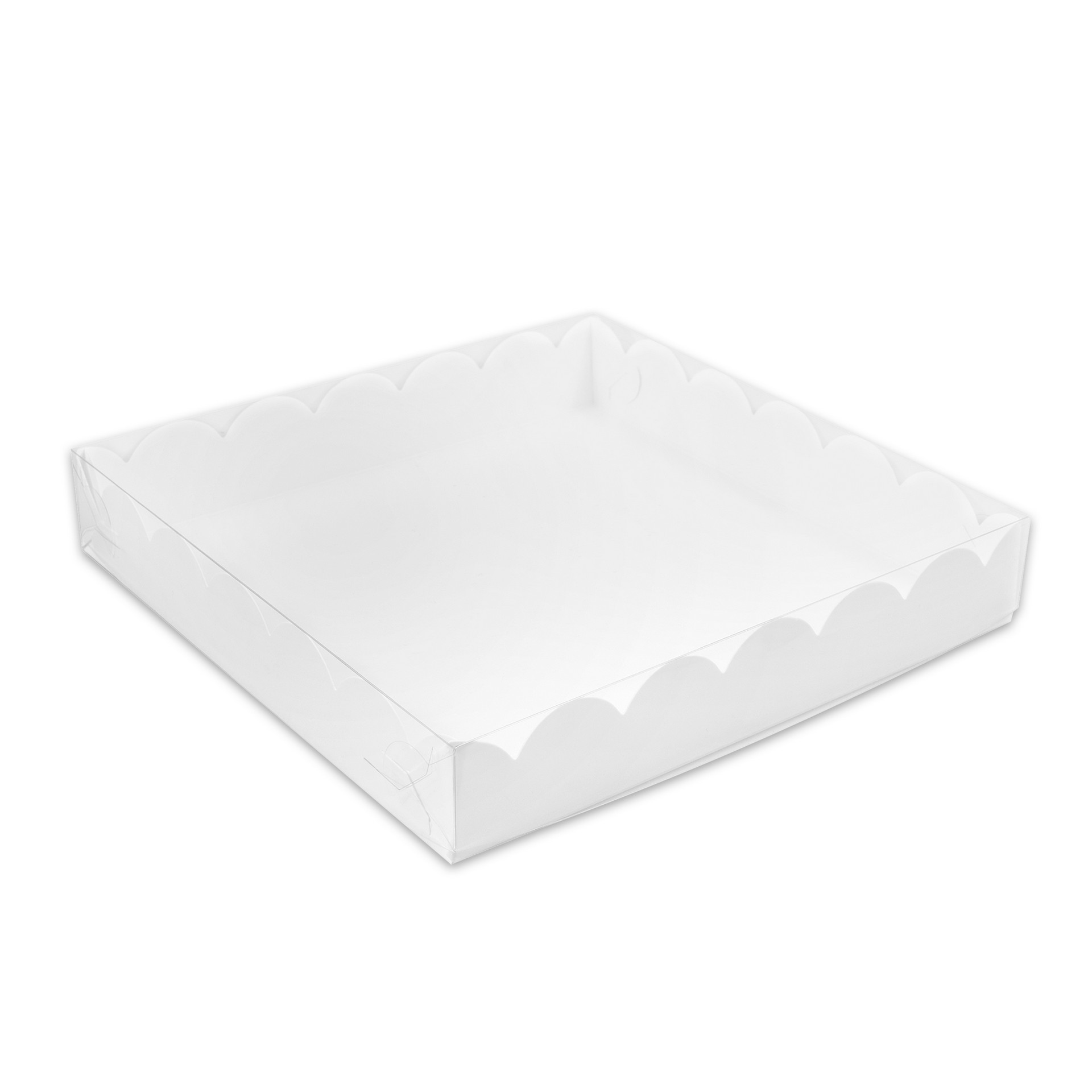 Коробка бумажная для кондитерских изделий 200*200*35 мм белая