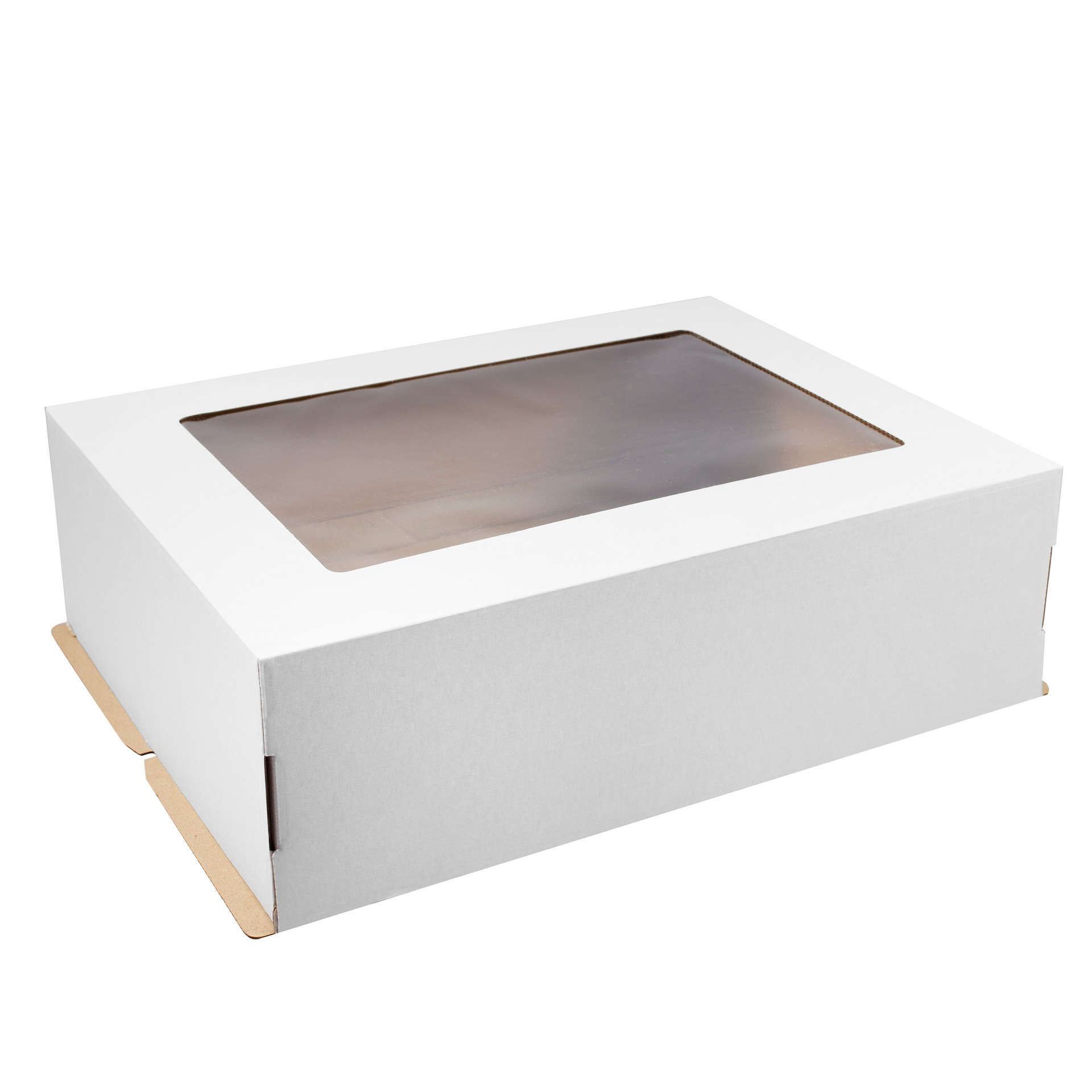 Коробка бумажная из гофрокартона для торта 300*400*200 мм белая с окном