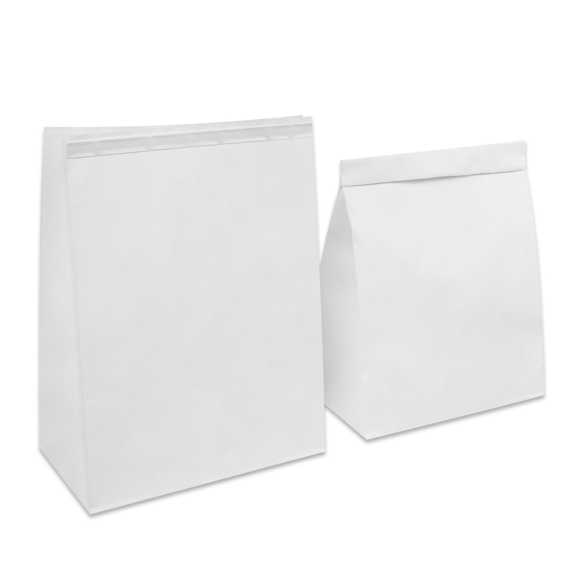 Бумажный пакет заклеивающийся с прямоугольным дном 220*120*290 мм белый