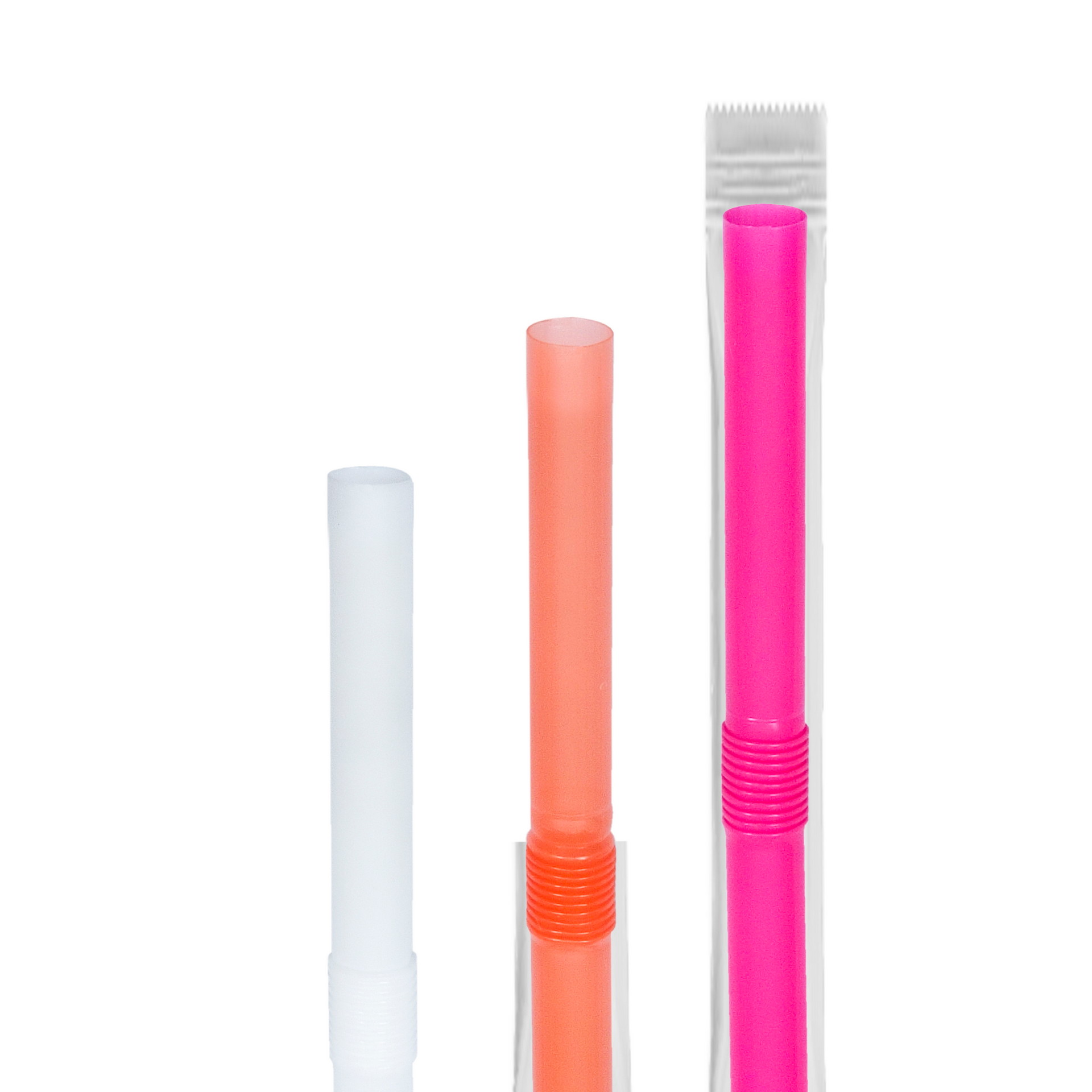 Трубочки пластиковые 210*5 мм в индивидуальной упаковке разноцветные с изгибом