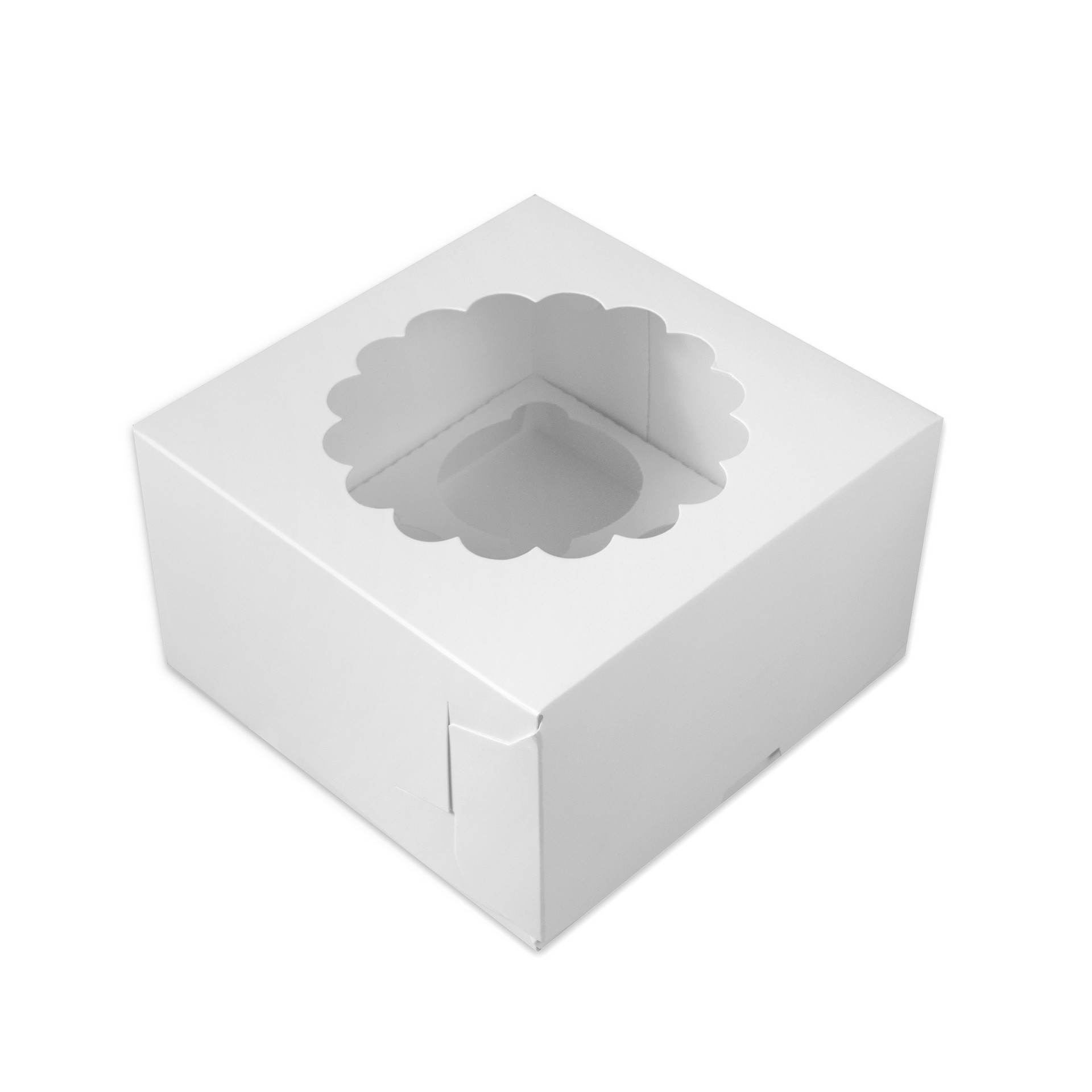 Коробка бумажная для капкейков 4 секции 160*160*100 мм белая с окном