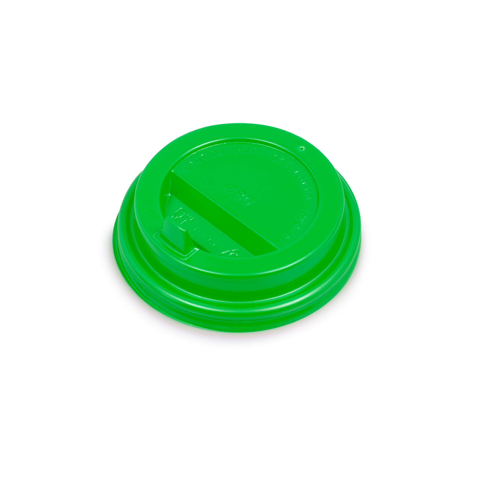 Крышка пластиковая с откидным питейником диаметр 80 мм зеленая