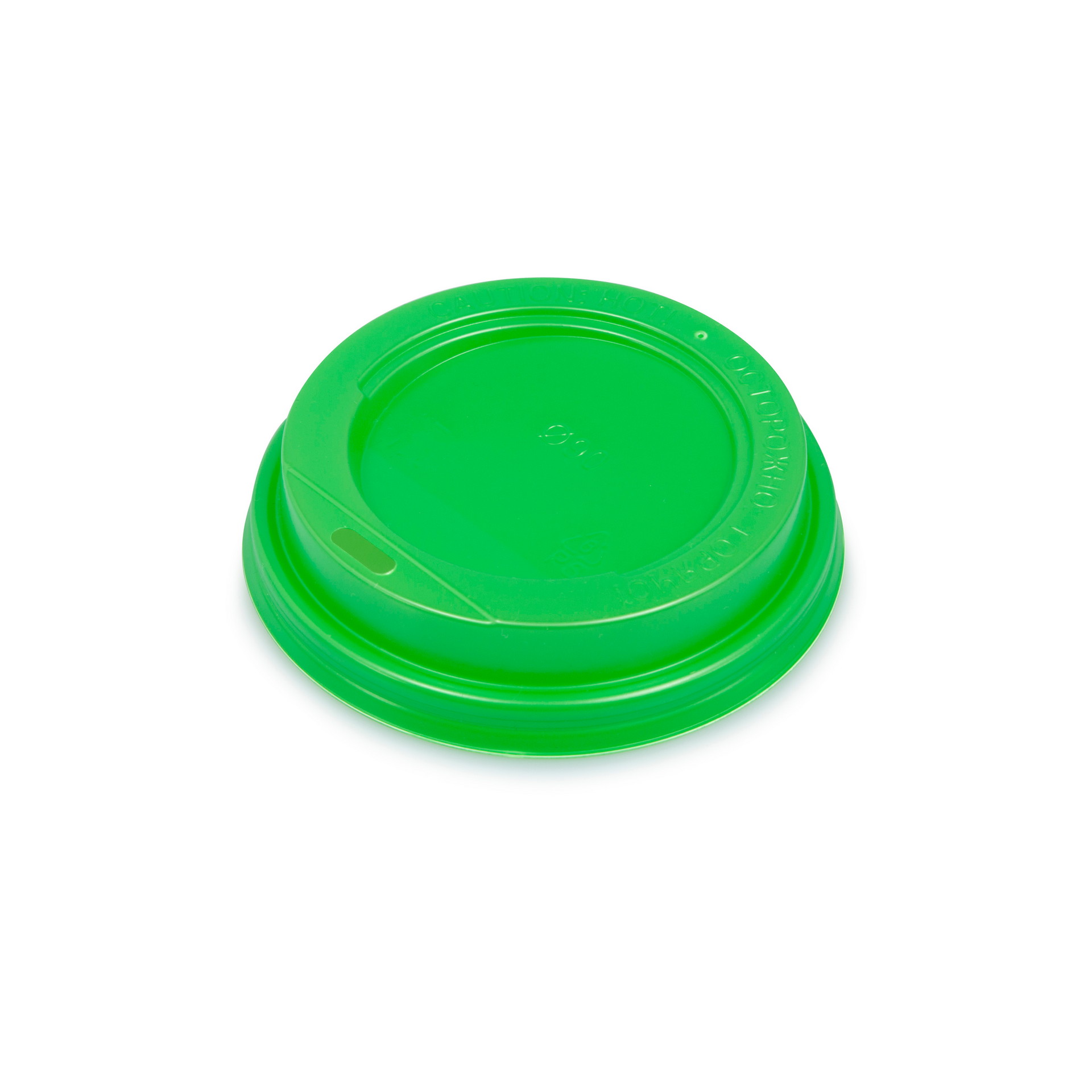 Крышка пластиковая с открытым питейником диаметр 90 мм зеленая