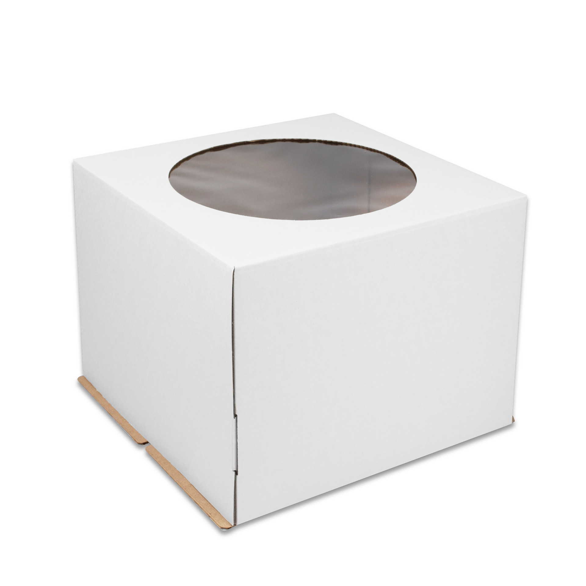 Коробка бумажная для торта 260*260*280 мм белая с окном