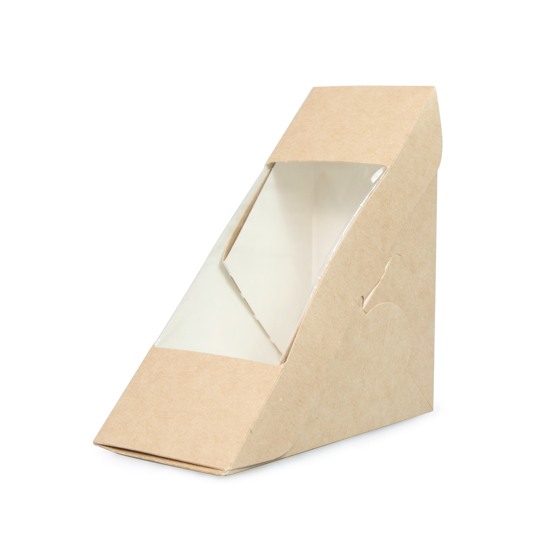 Упаковка для сэндвичей бумажная 60 мм крафт с окном