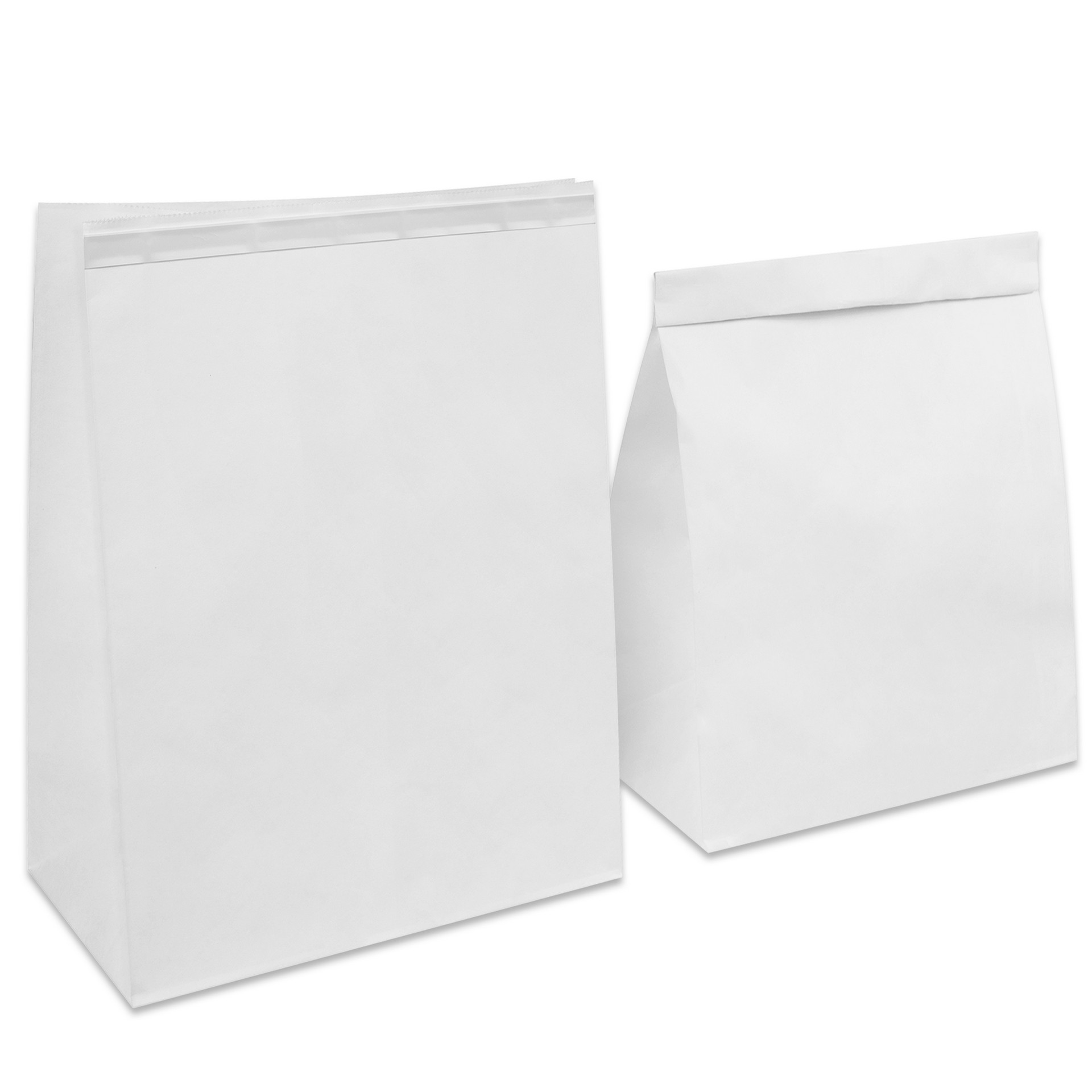 Бумажный пакет заклеивающийся с прямоугольным дном 260*150*340 мм белый