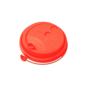 Крышка пластиковая со съемным питейником диаметр 80 мм красная